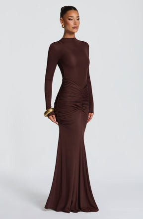Oriane Maxi Dress - Plum Brown Ryvelle