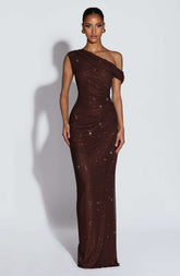 Ottilie Maxi Dress - Plum Brown Ryvelle