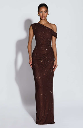 Ottilie Maxi Dress - Plum Brown Ryvelle