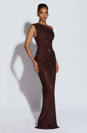 Ottilie Maxi Dress - Plum Brown Ryvelle
