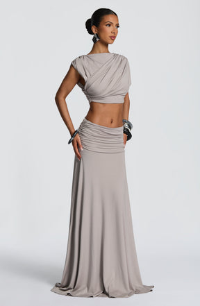 Paige Maxi Skirt - Light Grey Ryvelle