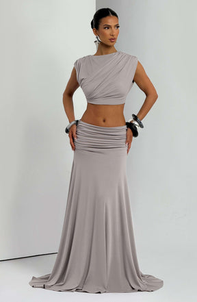 Paige Maxi Skirt - Light Grey Ryvelle