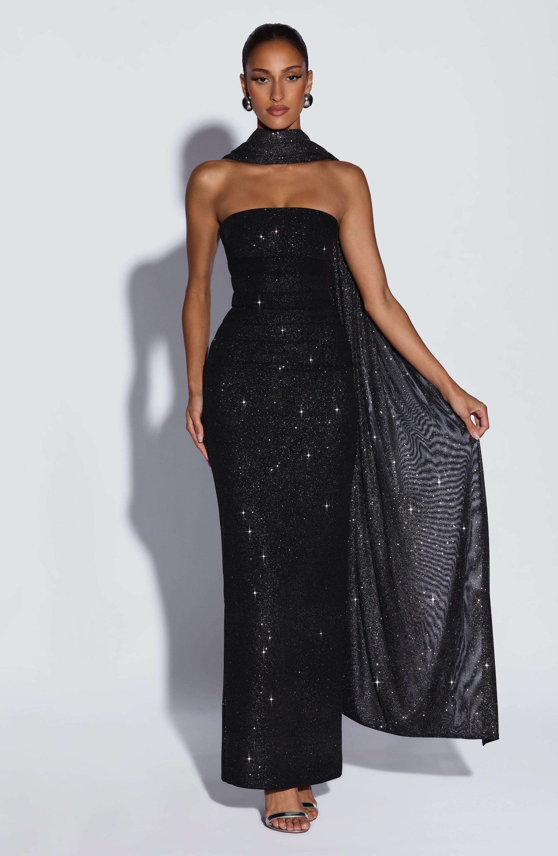 Pandra Maxi Dress - Black Sparkle Ryvelle