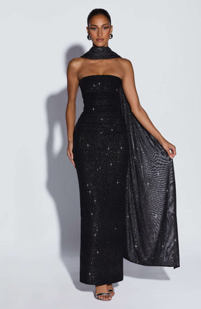 Pandra Maxi Dress - Black Sparkle Ryvelle
