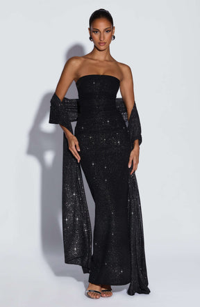 Pandra Maxi Dress - Black Sparkle Ryvelle