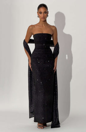Pandra Maxi Dress - Black Sparkle Ryvelle