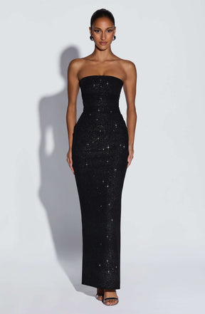 Pandra Maxi Dress - Black Sparkle Ryvelle