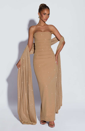 Pandra Maxi Dress - Gold Sparkle Ryvelle