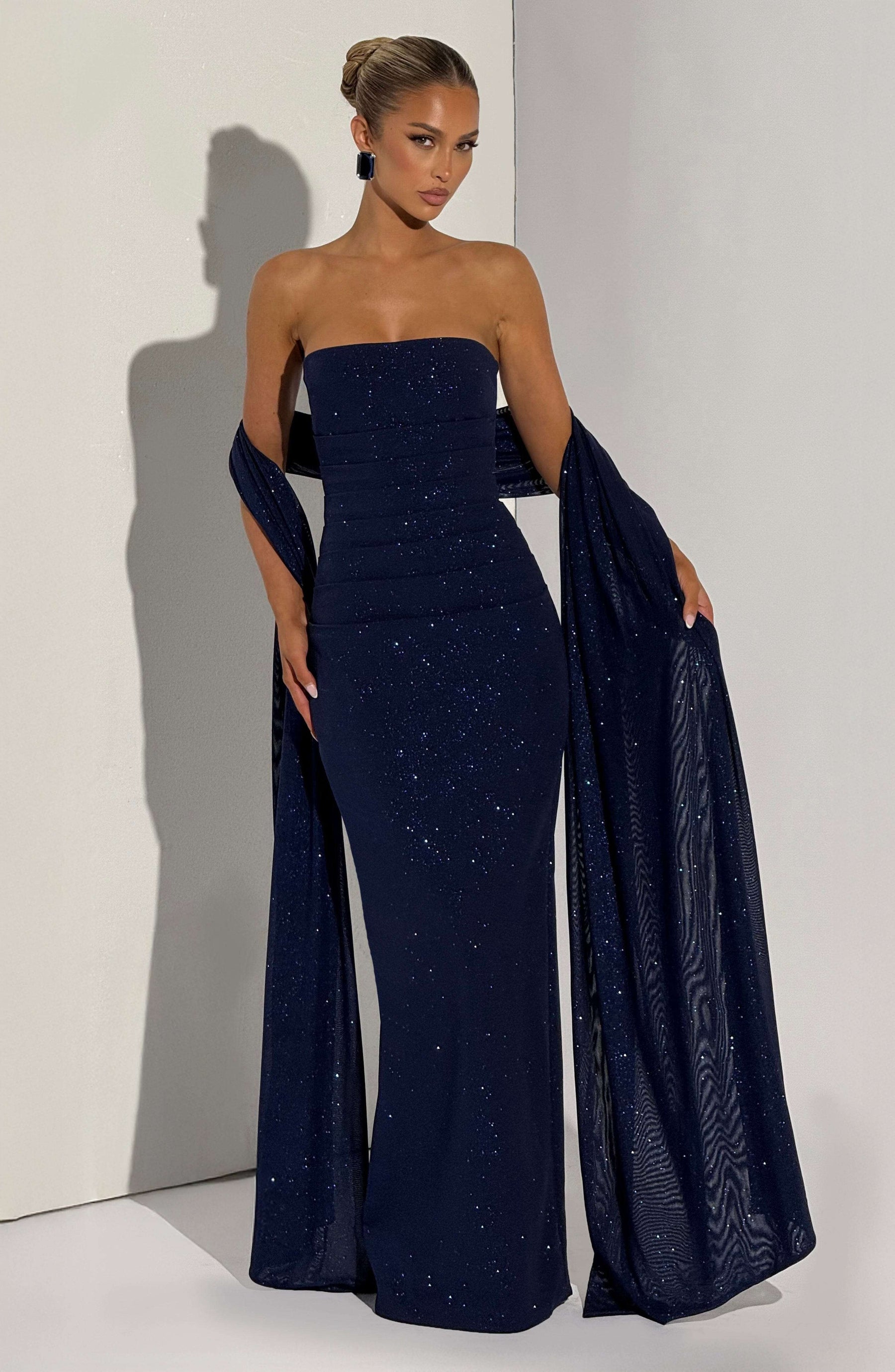 Pandra Maxi Dress - Navy Sparkle Ryvelle