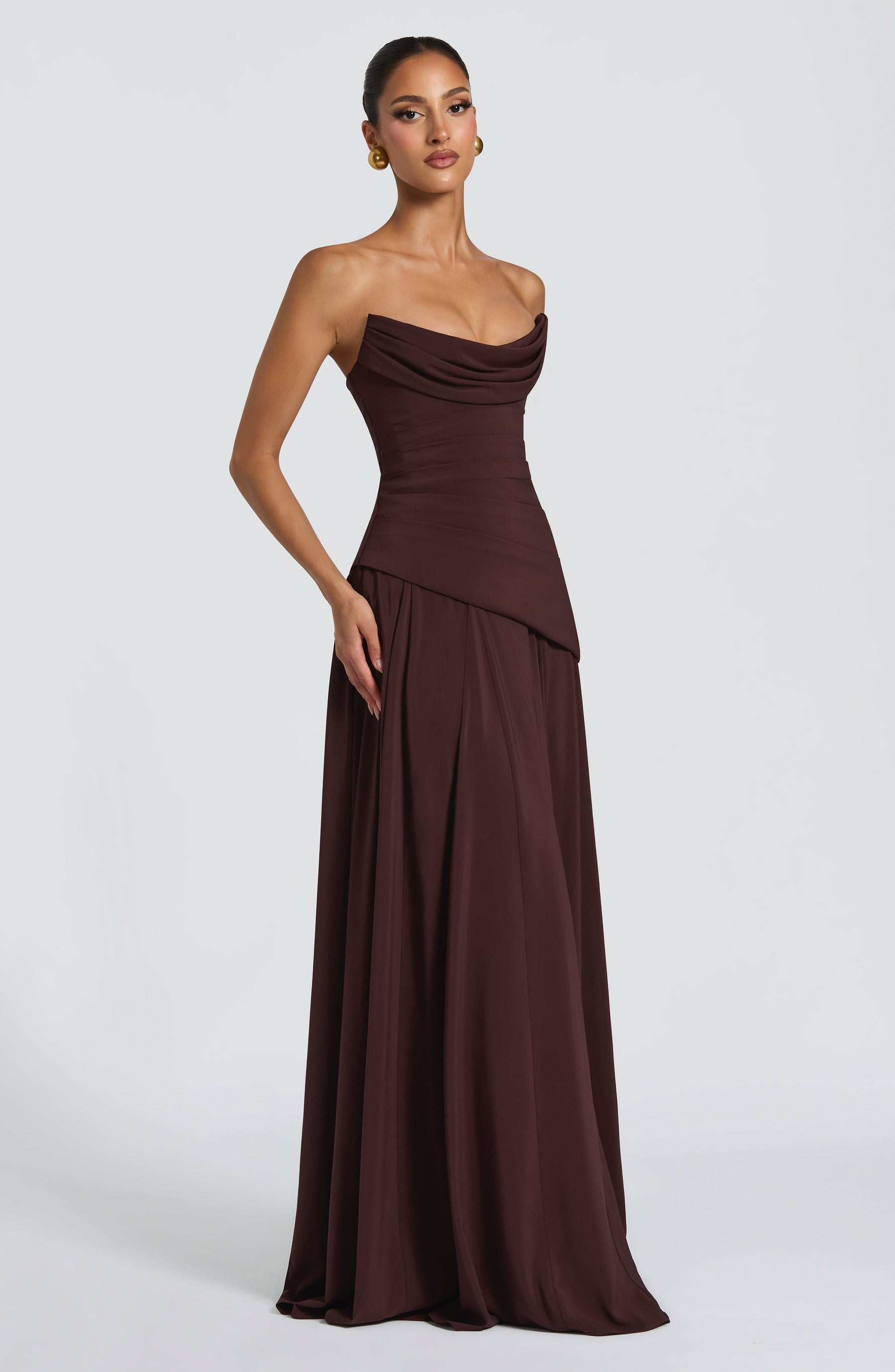 Patricia Maxi Dress - Plum Brown Ryvelle
