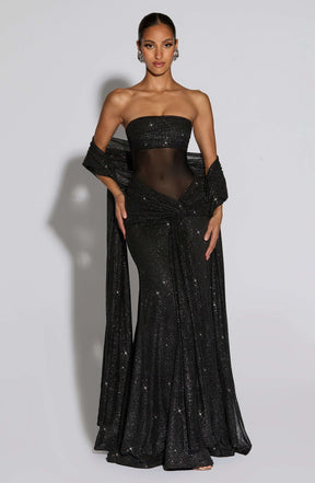 Paula Maxi Dress - Black Sparkle Ryvelle