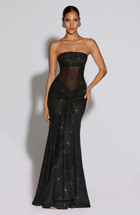 Paula Maxi Dress - Black Sparkle Ryvelle