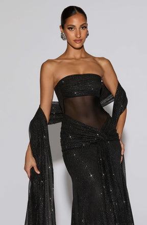 Paula Maxi Dress - Black Sparkle Ryvelle