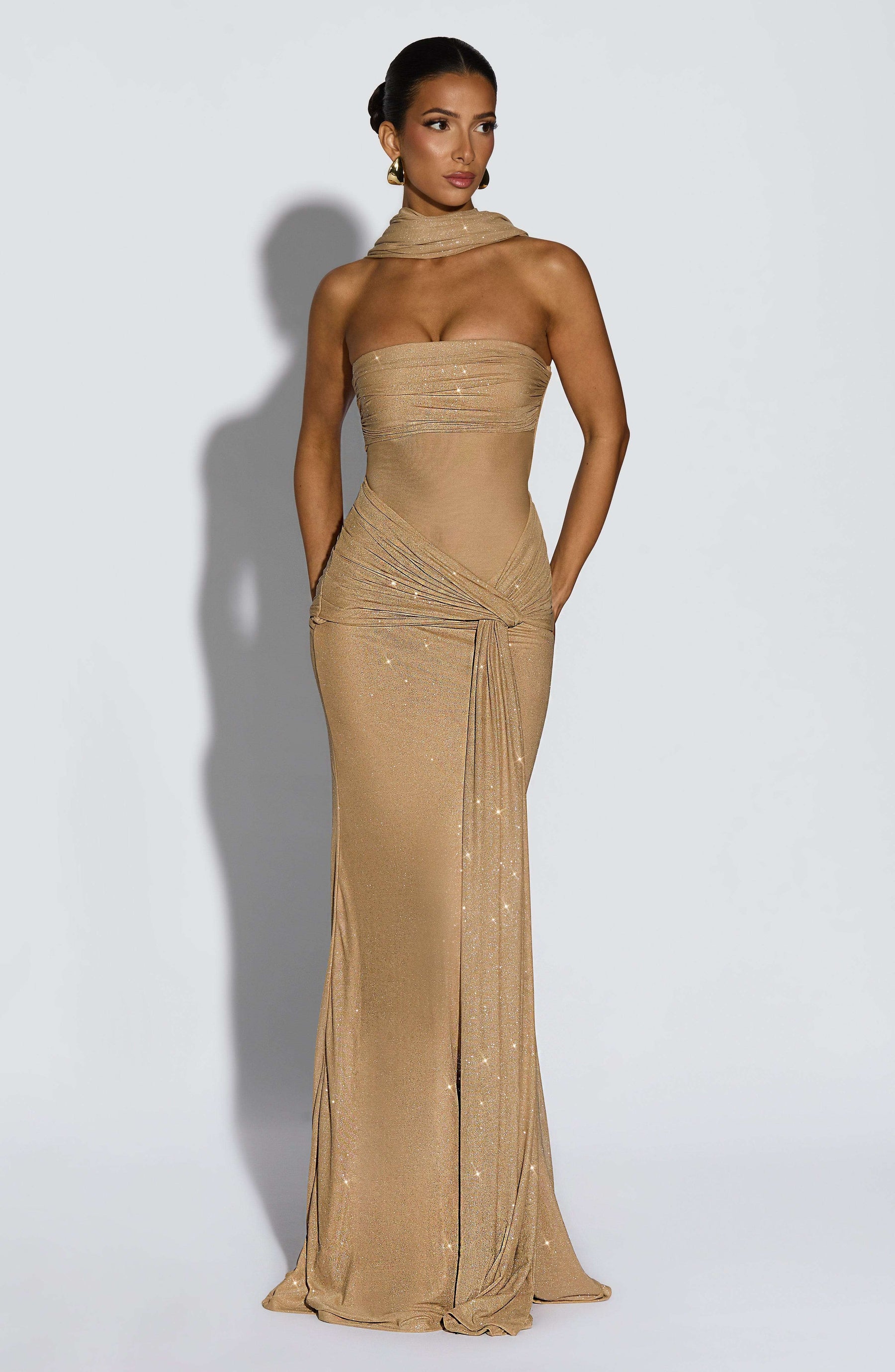 Paula Maxi Dress - Gold Sparkle Ryvelle