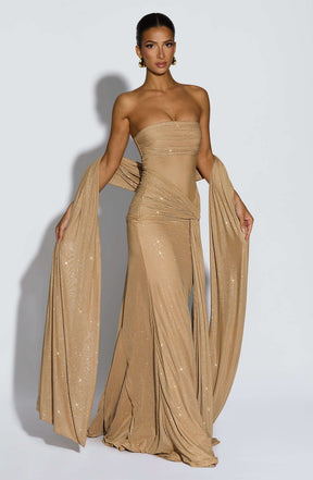 Paula Maxi Dress - Gold Sparkle Ryvelle