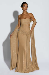 Paula Maxi Dress - Gold Sparkle Ryvelle