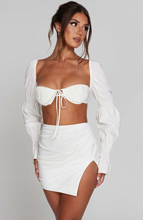 Perla Mini Skirt - White Ryvelle