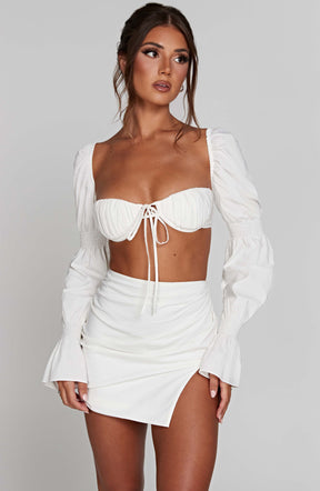 Perla Mini Skirt - White Ryvelle