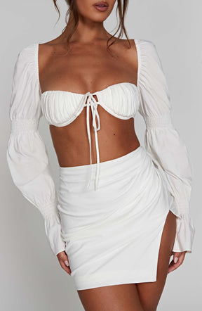 Perla Mini Skirt - White Ryvelle