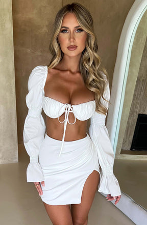 Perla Mini Skirt - White Ryvelle