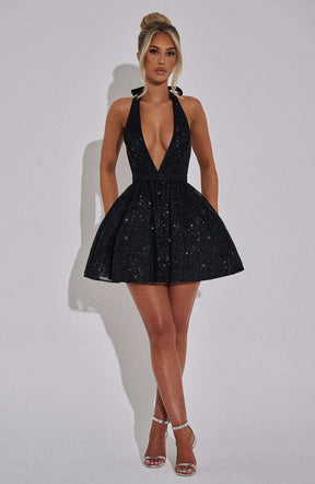 Pippa Mini Dress - Black Sparkle Ryvelle