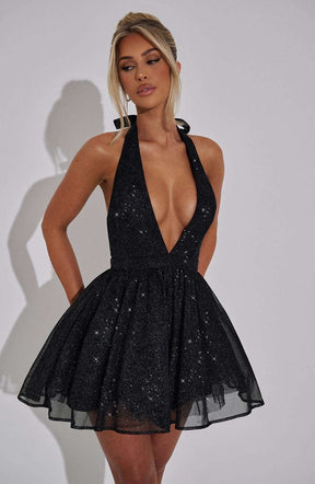 Pippa Mini Dress - Black Sparkle Ryvelle
