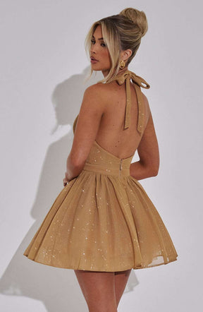 Pippa Mini Dress - Gold Sparkle Ryvelle