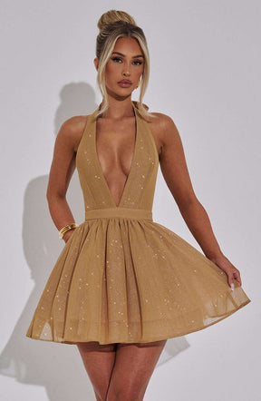 Pippa Mini Dress - Gold Sparkle Ryvelle