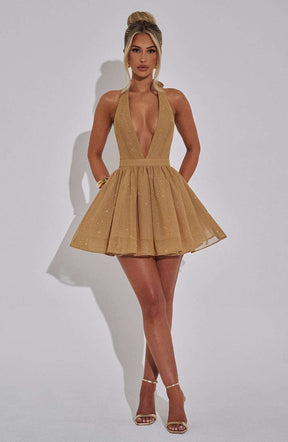 Pippa Mini Dress - Gold Sparkle Ryvelle