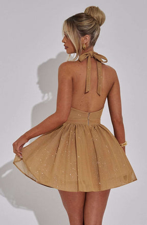 Pippa Mini Dress - Gold Sparkle Ryvelle