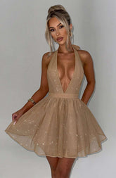 Pippa Mini Dress - Gold Sparkle Ryvelle
