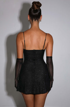 Pixie Mini Dress - Black Sparkle Ryvelle