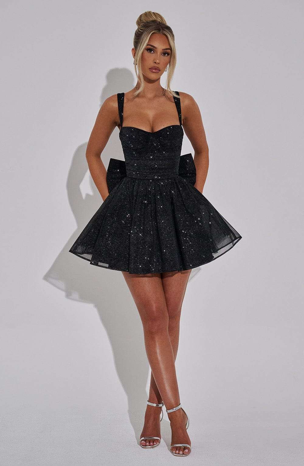 Polly Mini Dress - Black Sparkle Ryvelle