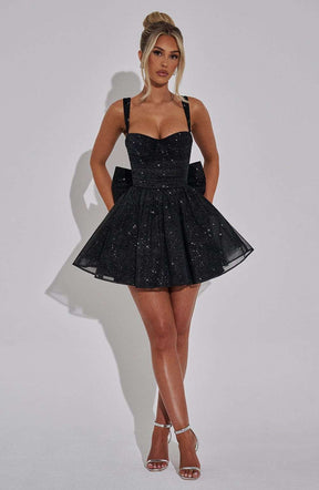 Polly Mini Dress - Black Sparkle Ryvelle