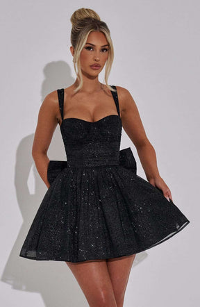 Polly Mini Dress - Black Sparkle Ryvelle