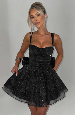 Polly Mini Dress - Black Sparkle Ryvelle