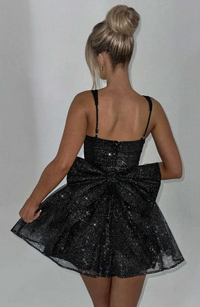 Polly Mini Dress - Black Sparkle Ryvelle