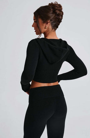 Portia Knit Hoodie - Black Ryvelle