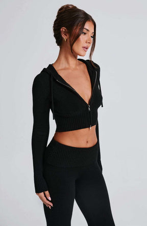 Portia Knit Hoodie - Black Ryvelle