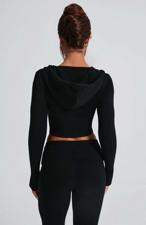 Portia Knit Hoodie - Black Ryvelle