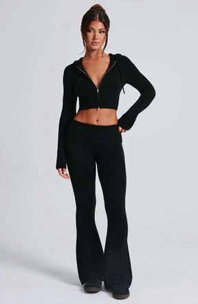 Portia Knit Hoodie - Black Ryvelle