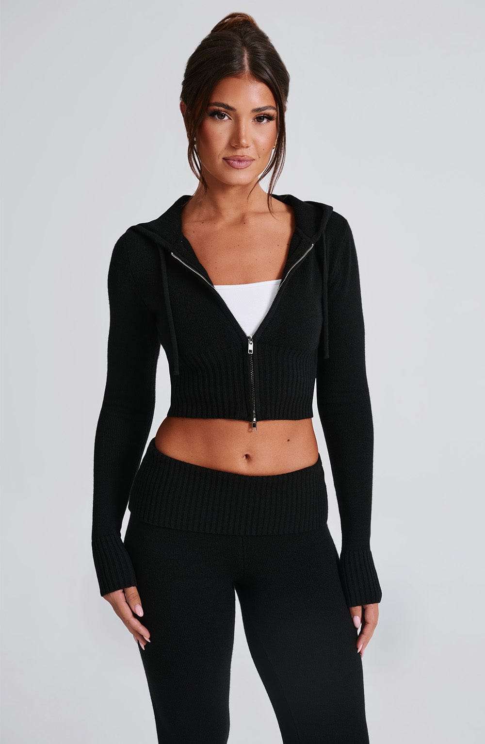 Portia Knit Hoodie - Black Ryvelle