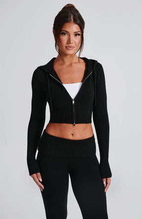 Portia Knit Hoodie - Black Ryvelle