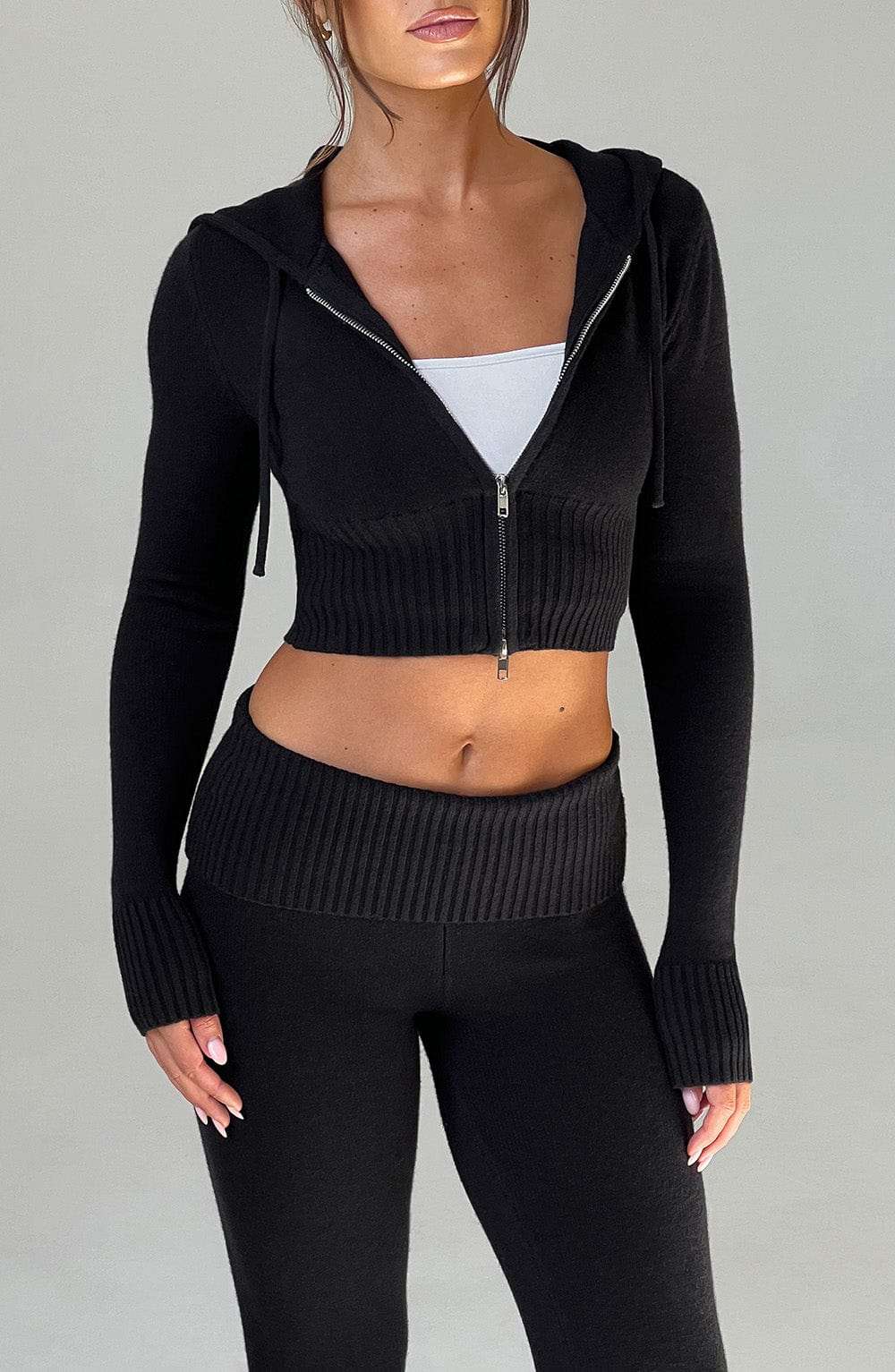 Portia Knit Hoodie - Black Ryvelle