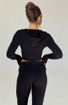 Portia Knit Hoodie - Black Ryvelle