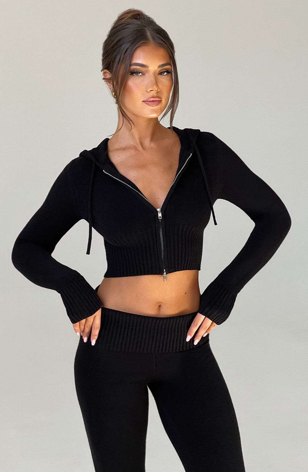 Portia Knit Hoodie - Black Ryvelle