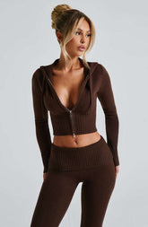 Portia Knit Hoodie - Chocolate Ryvelle