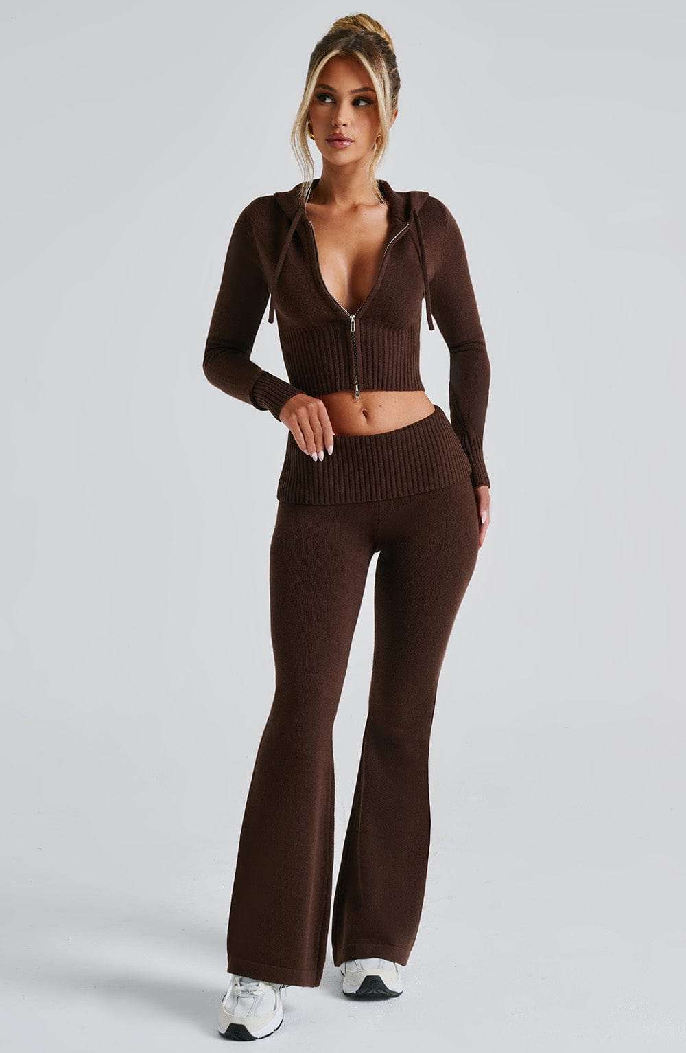 Portia Knit Hoodie - Chocolate Ryvelle
