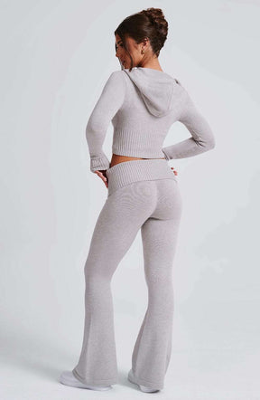 Portia Knit Hoodie - Light Grey Marl Ryvelle