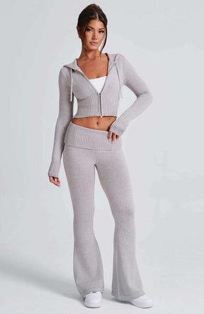 Portia Knit Hoodie - Light Grey Marl Ryvelle